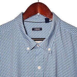 Izod Short Sleeve Button Down Shirt XXL Cocktail Martini Novelty Allover Print